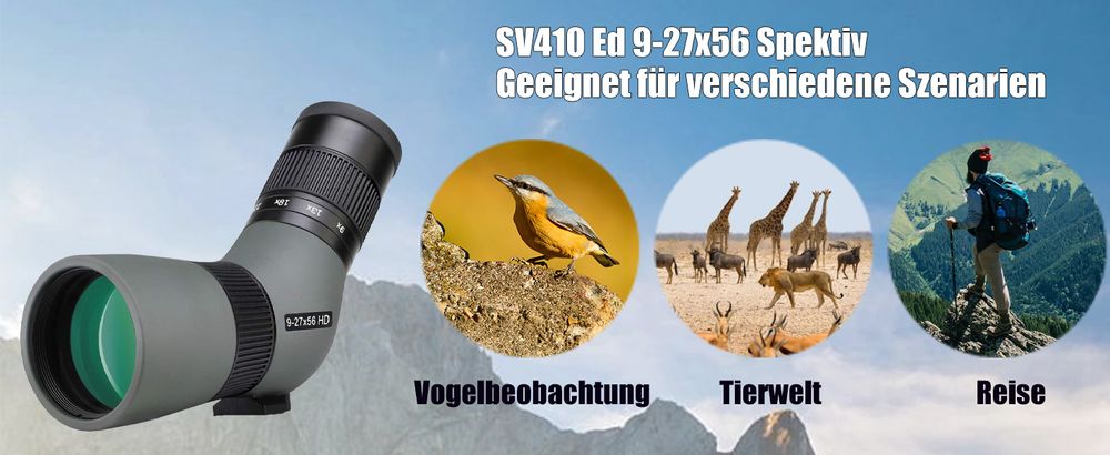 Svbony SV410 Spektiv, 9-27x56 ED Spektive, FMC-Objektiv Kompaktes tragbares Gehäuse für die Vogelbeobachtung für Kolibri, Reisen, Landschaft, Camping