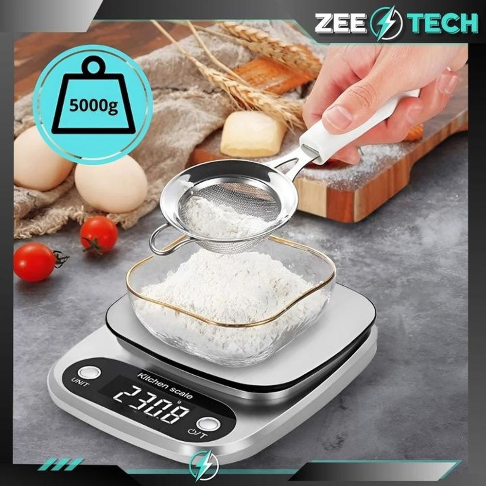 ELEKTRONISCHE PRÄZISIONSKÜCHENWAAGE 1 g | 5 kg TARA SCHMUCKWAAGE + BATTERIEN