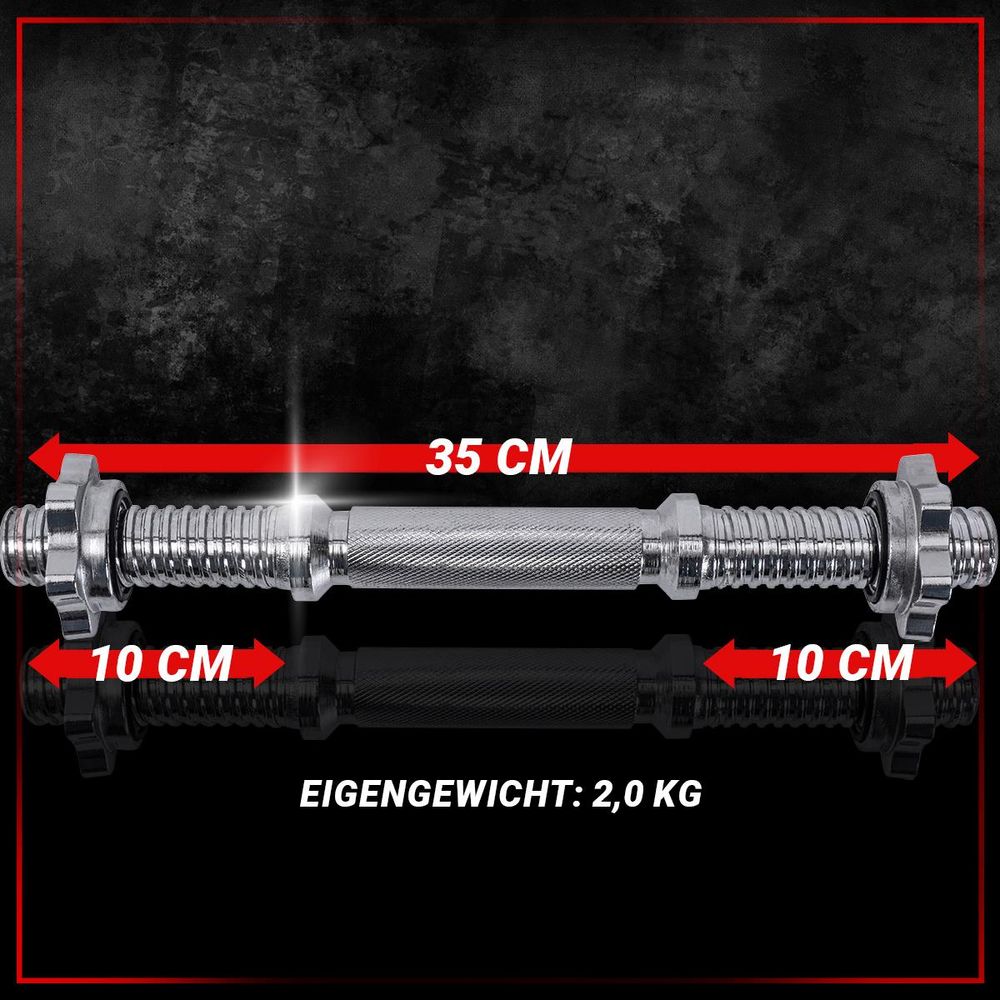 Miweba Sports KH100 | Kurzhantel Stange mit Sternverschluss - 35cm, Ø30mm - Bis 40 Kg pro Stange - Hantel Stange - guter Grip - Ohne Gewicht (2er Set)