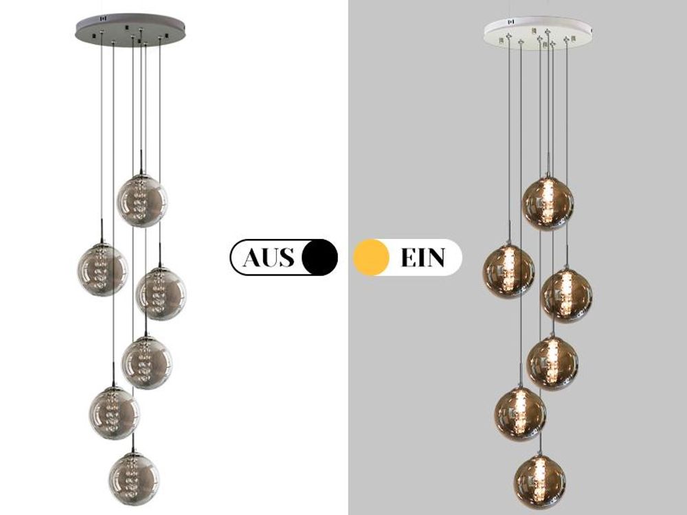 ZMH lampada a sospensione tavolo da pranzo 6 fiamme grigio lampada a sospensione altezza regolabile lampadario lampada a sospensione vetro per soggiorno camera da letto cucina corridoio