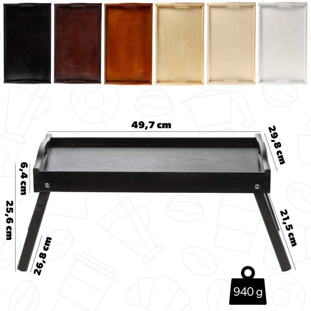 KADAX Betttisch "Solia", aus Kiefernholz, Serviertablett, Essenstablett, Laptoptisch, Schwarz