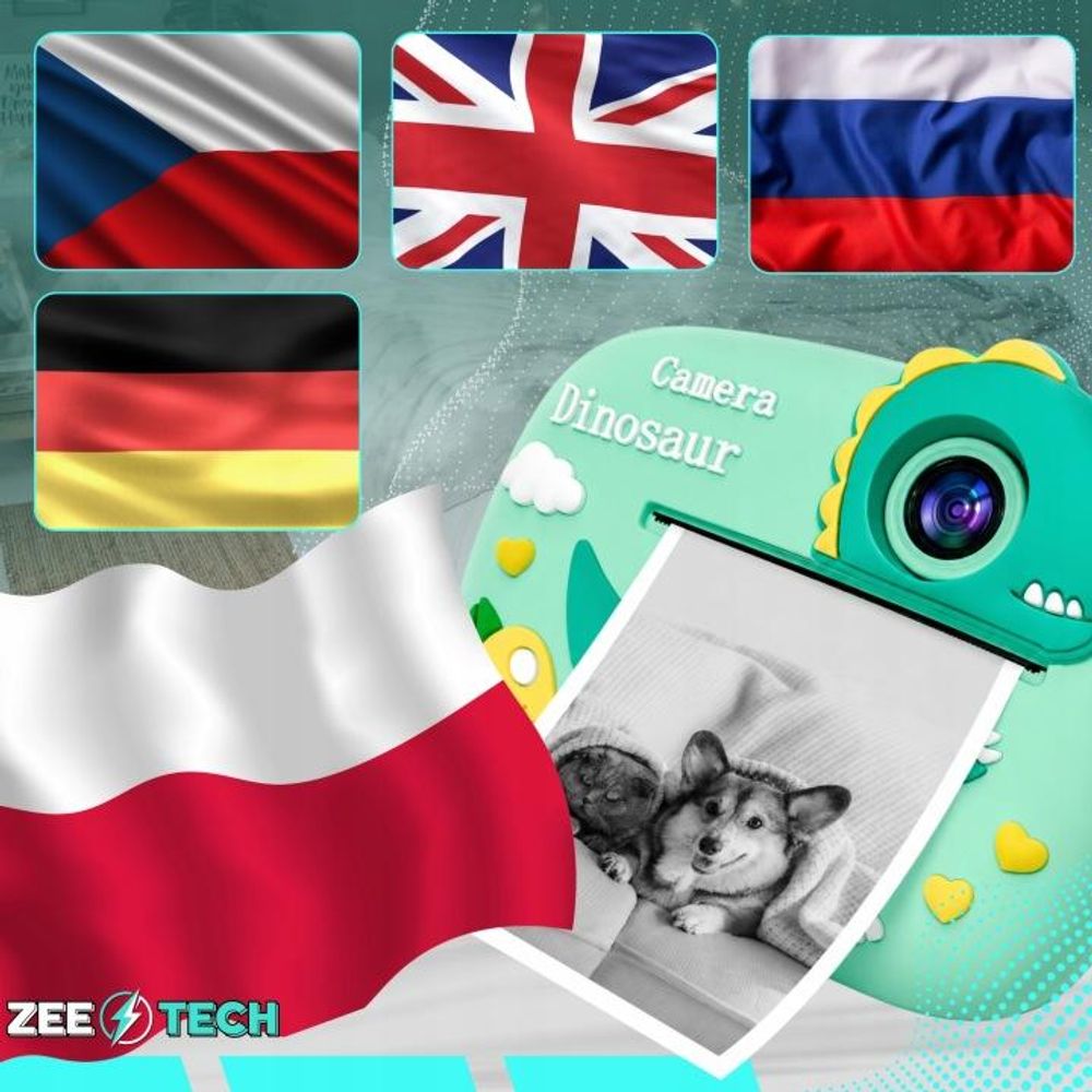 Sofortbildkamera für Kinder, Digitalkamera mit Drucker Drukuś 11 ROLLEN