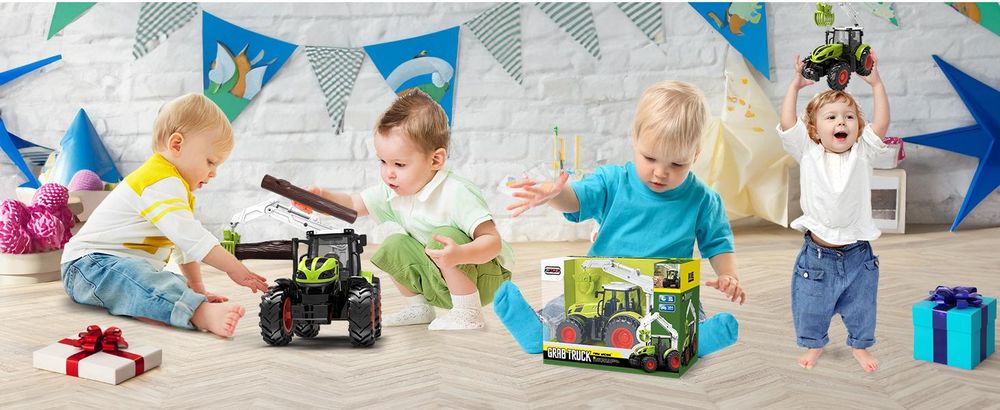 Traktor Spielzeug ab 2 3 4 Jahre, Ferngesteuerter Traktor Ferngesteuert, Bauernhof Spielzeug ab 2 3 Jahre, Rc Traktor mit Holzgreifer und 3 Baumstämme