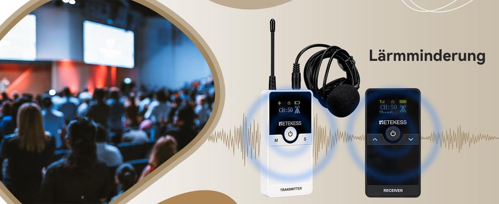 Retekess TT116 Tour guide system , 50-Kanal-Dolmetschersystem, 200 m Lärmreduzierung, Kabelloses Audio System für Tourismus, Kirche, Fabrik, Konferenz