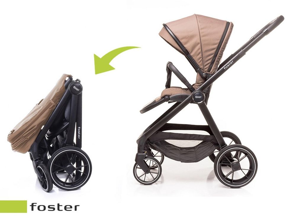4Baby | Kinderwagen - Buggy Kinderwagen - Mokka - drehbarer Sitz - leichtem Alurahmen - Braun - leicht - mit Einhand-Faltung - bis 22 kg - Foster