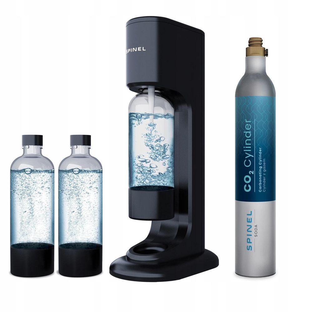 Spinel Soda BubbleON Wassersprudler Schwarz Set mit 3 Flaschen 1L Bolero