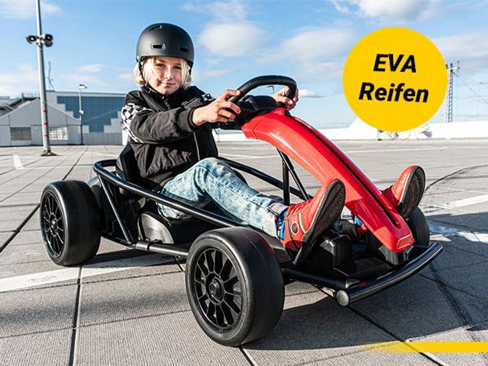Kinder Elektro Drift-Kart | Drift-Scooter - Go-Kart mit Sound - Elektro-Kart - Tretauto - 700 Watt - 2x 12V 7 Ah - EVA-Reifen - Bis 70 Kg (Weiß)