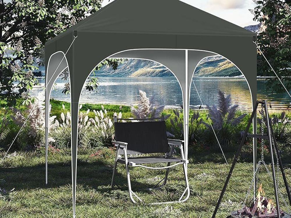 WOLTU Pavillon, Faltpavillon 2x2 m, mit 4 Seitenwänden, Partyzelt höhenverstellbar, Grau