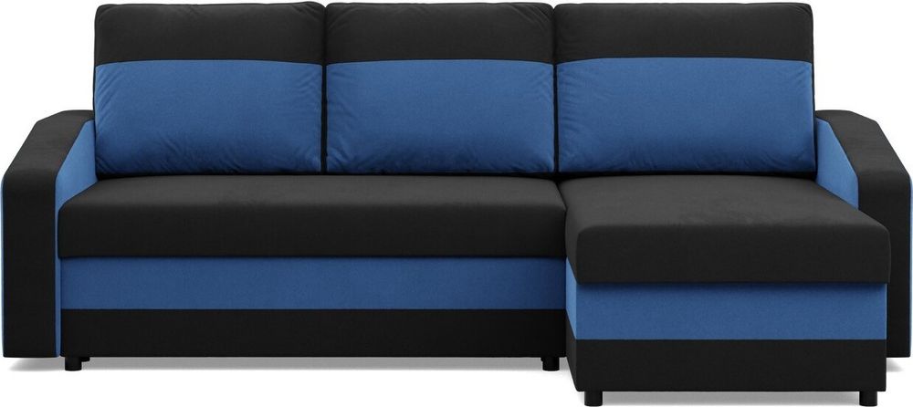Ecksofa mit Schlaffunktion Orion, Universelle Seite, Schwarz + Dunkelblau