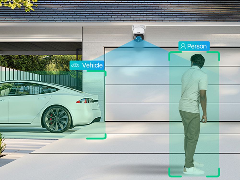 ZOSI WIFI 1080P IP NETZWERK CAMERA WLAN Überwachungskamera Aussen Plug-in Strom, 360° Pan Tilt 2MP WLAN Domekamera, AI Personen- und Fahrzeugerkennung