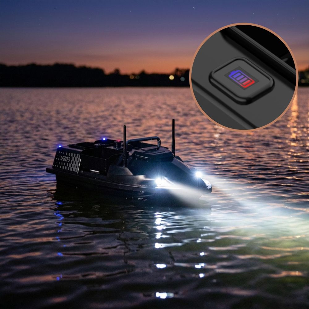 Łódka Zanętowa GOMEDIA V803 GPS 4 Podajniki 3kg Pilot 500m 15km/h 2 Baterie