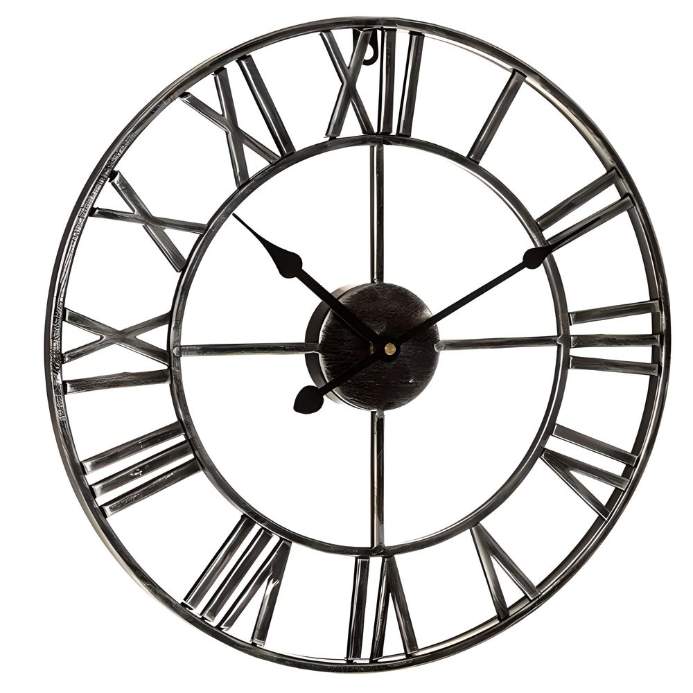 Große Wanduhr mit römischen Ziffern - Vintage - Retro - Klassisch - 50 cm - Schwarz, Retoo