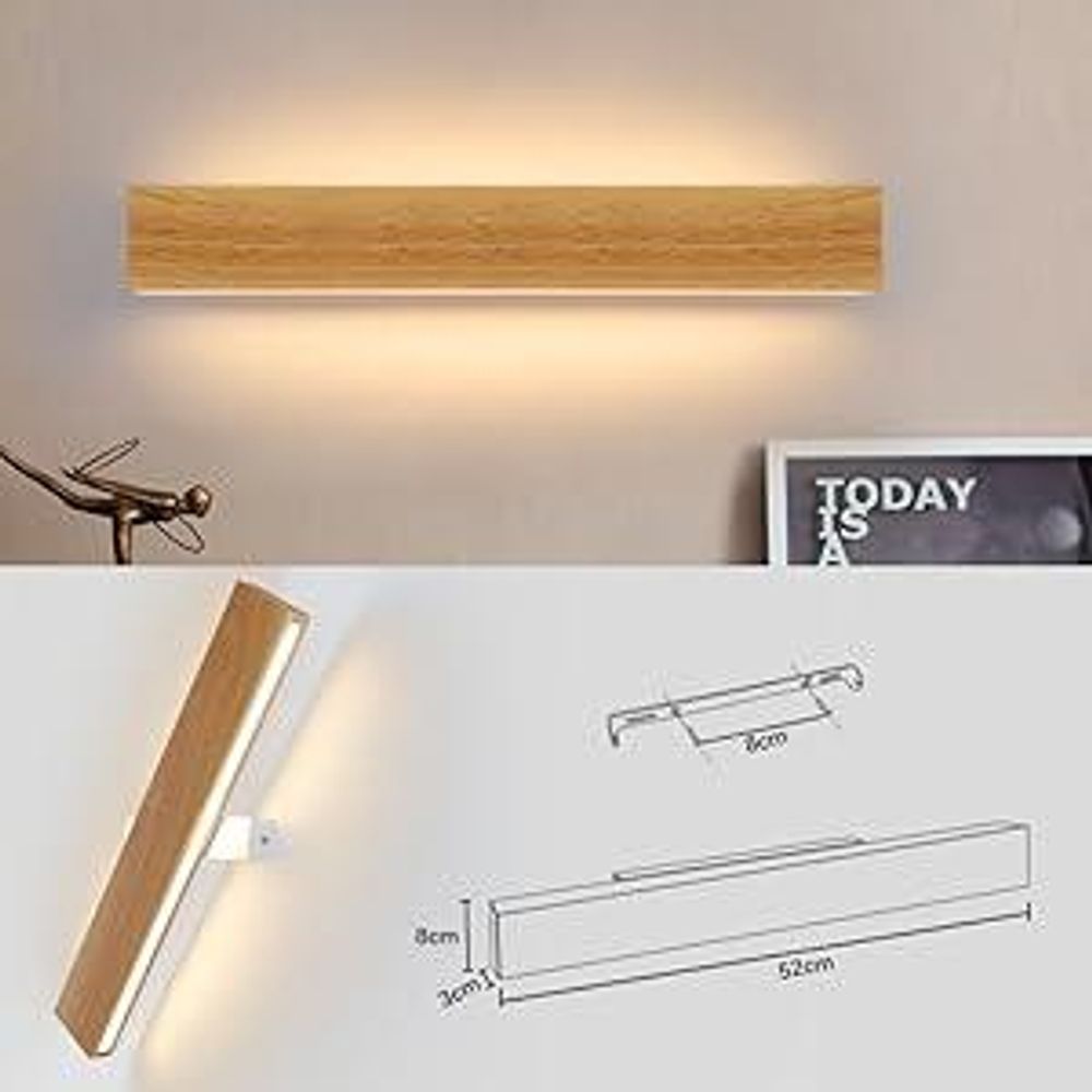 ZMH LED Applique murale intérieure - 52CM Bois Moderne Lampe de couloir Up et Down Design 17W Lampe de cage d'escalier Indirecte 3000K Blanc chaud Eclairage mural