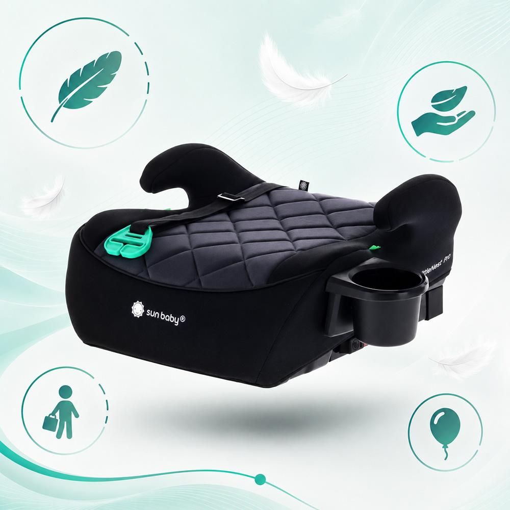 Podsedák Dětský podsedák Autosedačka Booster sedadlo Dětská autosedačka ISOFIX 125–150 cm Držák na nápoje LittleNestPro černý Sun Baby