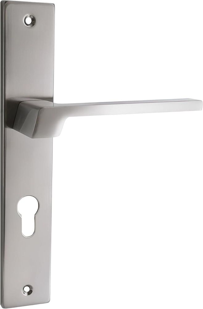 Domino Türgriff 72 PZ Drückergarnitur für Zimmertür, Bürotür, Kellertür, Innentür, L-Form, Aluminium Nickel CANTORO M9