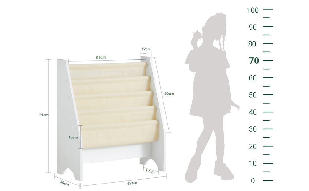 SoBuy Bücherregal Kinder mit stauraum Büchergestell Zeitungsständer Kinderregal kinderzimmer möbel Kindergarten Spielzeugregal FRG225-W