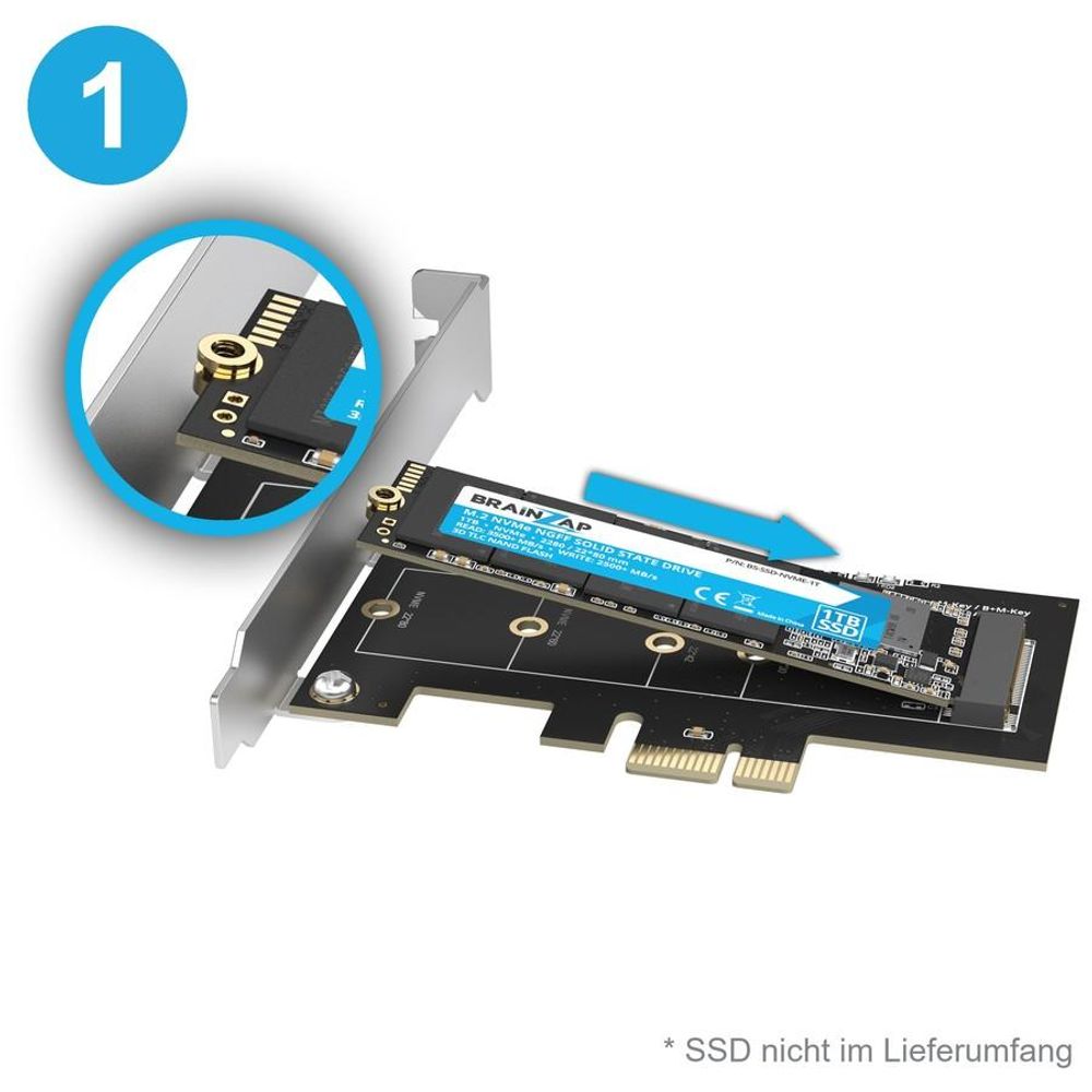 Schritt 1 – Abstandhalter & SSD einsetzen