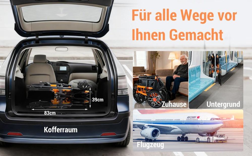 Elektrorollstuhl faltbar mit Joystick, Rollstuhl für Erwachsene, 24V Akku, Sicherheitsgurt, Armlehnen, Fußstützen, bis 150 kg, Pflege