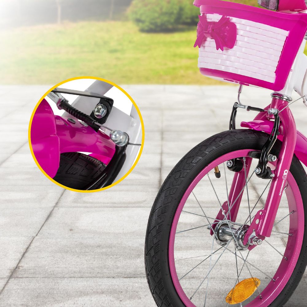 Actionbikes Kinderfahrrad Daisy 16 Zoll | Kinder Fahrrad - V-Brake Bremsen - Kettenschutz - Fahrradständer - Stützräder - Mädchenfahrrad - 4-7 Jahre