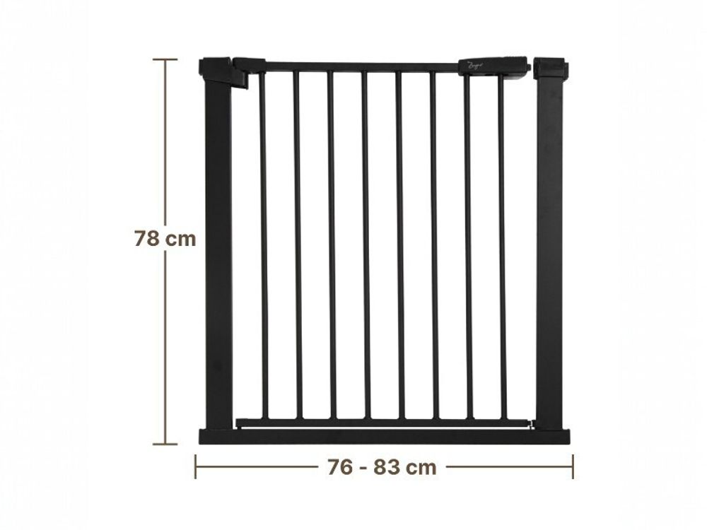 Zayno® Türschutzgitter Breite 76 bis 83 cm in Schwarz Matt inkl. Türrahmenschonern | Kindersicherung und Haustierschutz selbstschließend