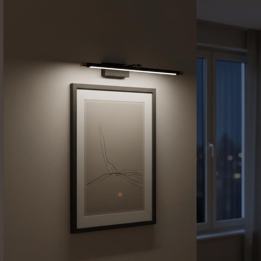 MasterLED LED Spiegelleuchte 56cm Schwarz-Gold 12W Neutralweiß Bad Spiegellampe Schrankleuchte Aufsatzleuchte Klemmmontage
