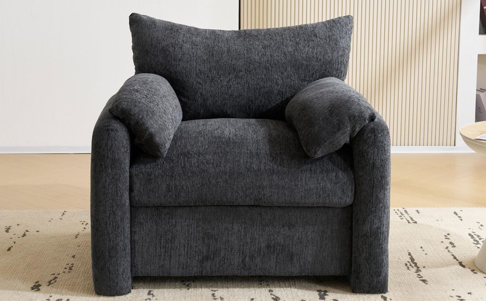 Merax Einzelsessel mit hochelastischer Polsterung, Übergrößer Einzelsofa mit Armlehnenkissen,Freizeitstuhl für Wohnzimmer und Schlafzimmer