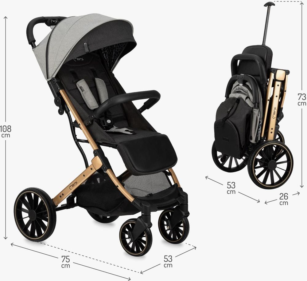 MoMi ESTELLE DAKAR Buggy Kinderwagen Bis zu 22 kg - Leicht, Moskitonetz, Schlafsack und Regenschutz - Grau