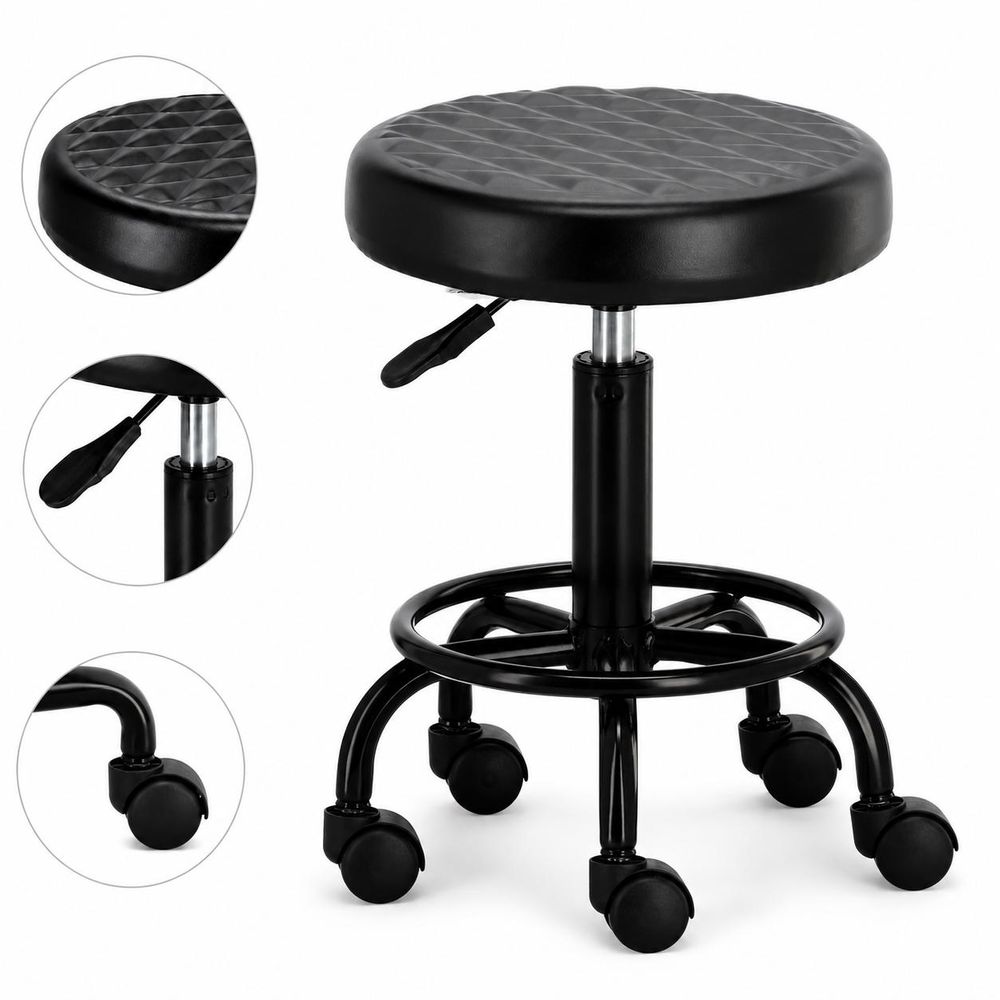 Tabouret de beauté coiffeur chaise tabouret selle SPA mobile noir