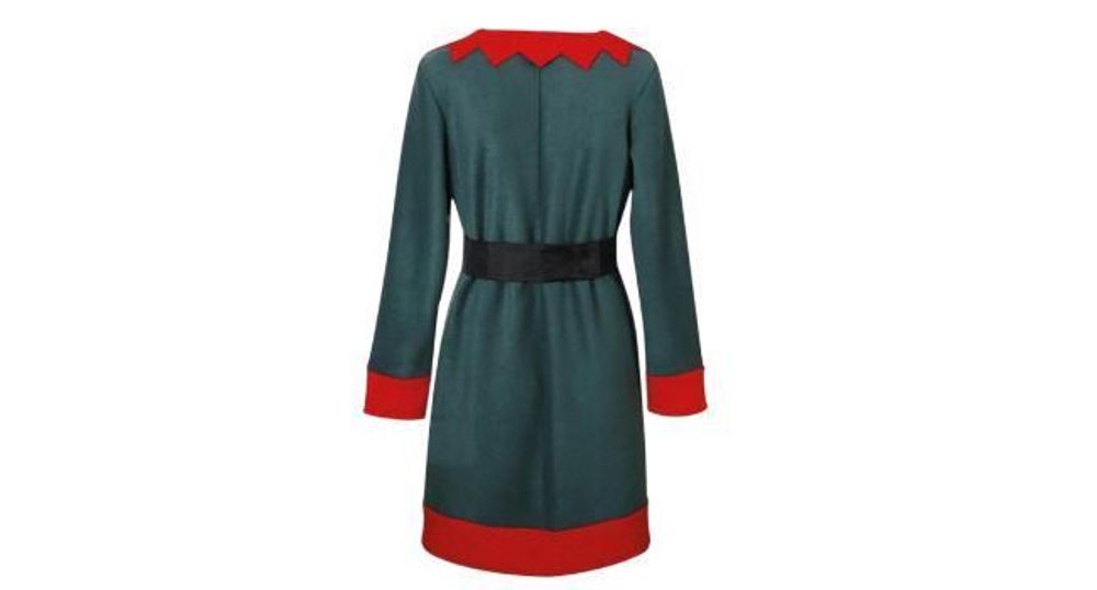 Weihnachtself Kostüm Damen 3-​teiliges Set mit Kleid, Gürtel und Mütze | Lustiges Elf-​Kostüm für Weihnachten und Fasching (42)
