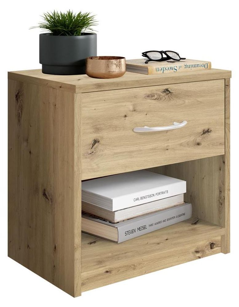 Nachtkommode Artisan Eiche – moderner Nachttisch mit Schublade und Ablage