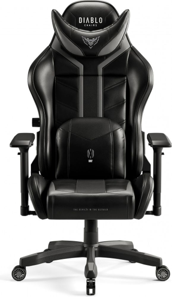 Diablo X-Ray Gaming Stuhl Bürostuhl Schreibtischstuhl 4D Armlehnen Ergonomisches Design Kunstleder Wippfunktion Farbe: Schwarz-grau, Größe King