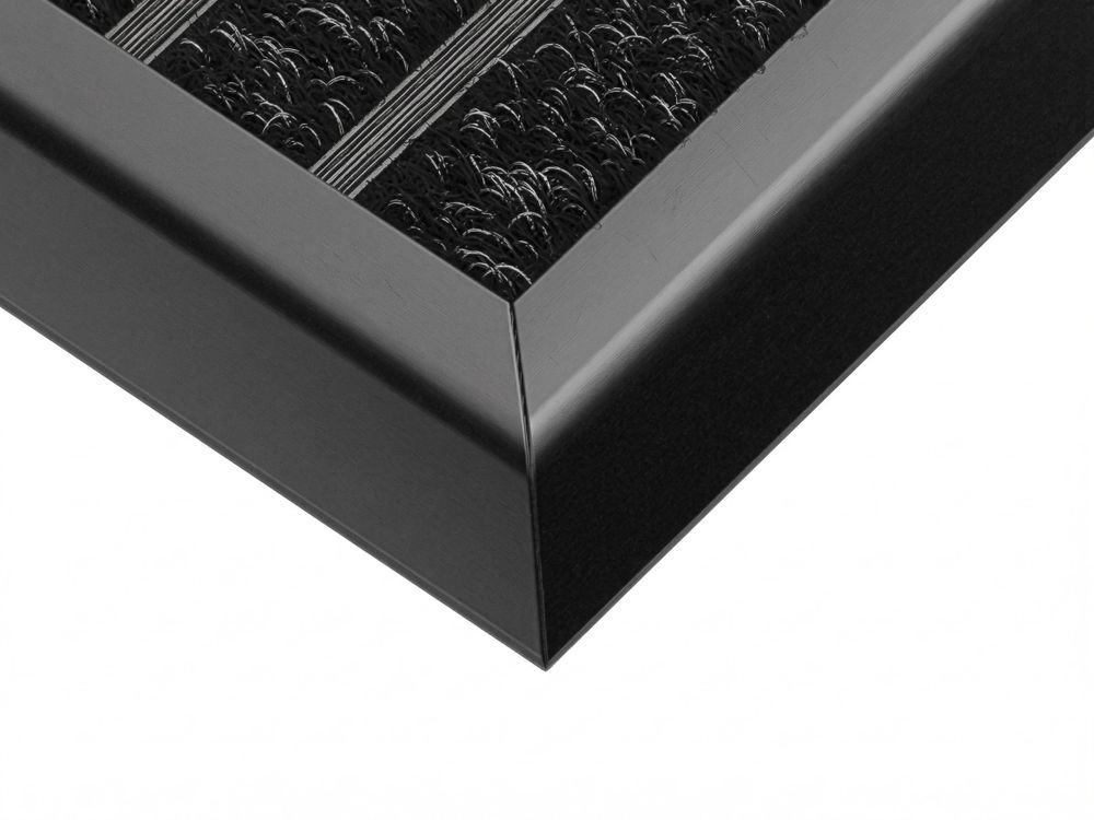 Fußmatte Außen Schmutzfangmatte für Draußen - 55 x 90 cm schwarzem Aluminiumrand Wetterfester Fußabstreifer Outdoor Fußmatte