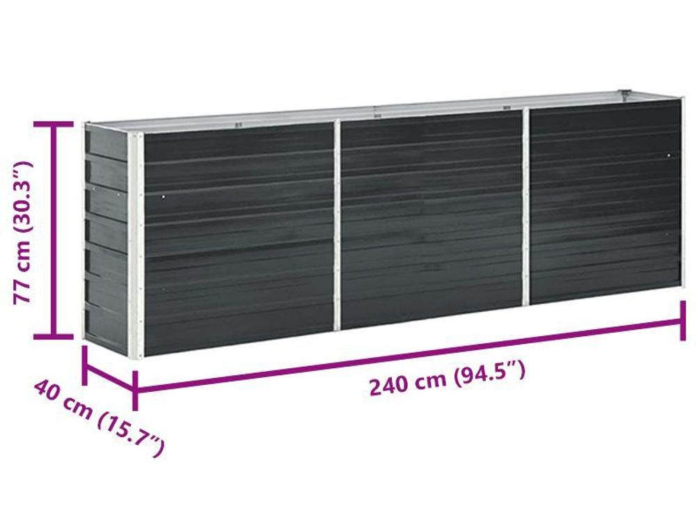 vidaXL Garten-Hochbeet Verzinkter Stahl 240 x 40 x 77 cm Anthrazit