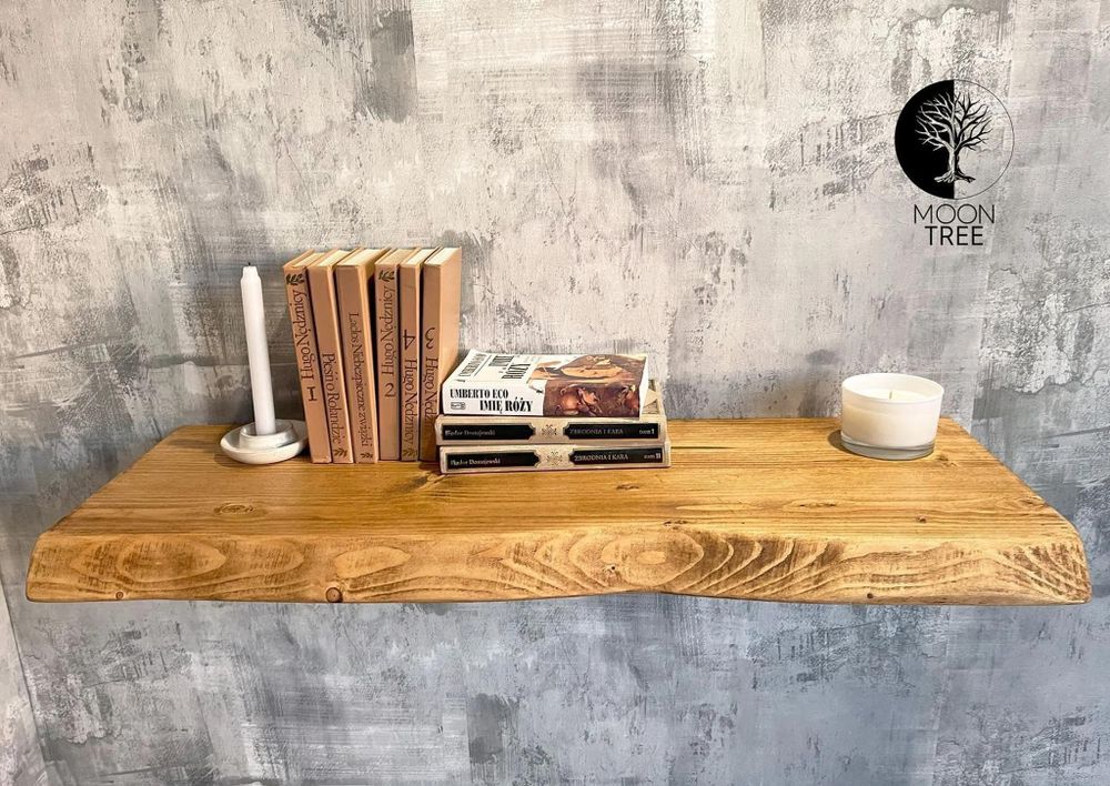 MoonTree | rustikales Wandregal aus Holz Elvar, 30cmx3.8cmx150cm, Dark Oak | Hängeregal, Regalboden, Wandregal Holz für Wohnzimmer, Küche & Flur