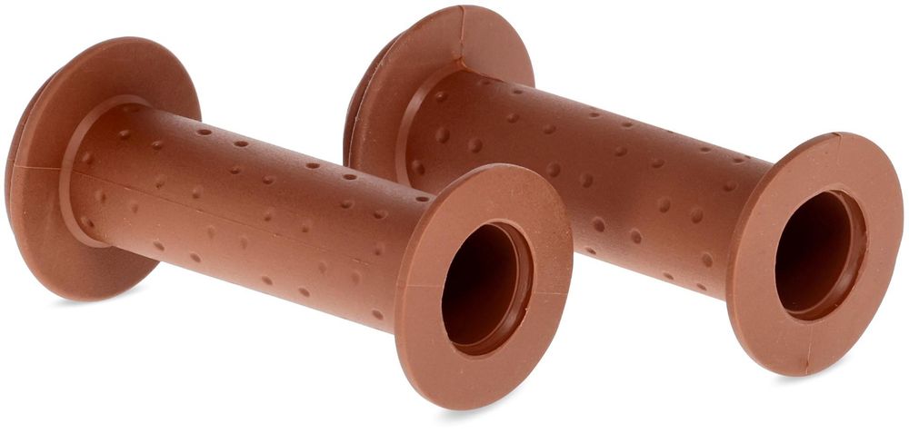Bruine kinderfiets handvatten met montageopening, geschikt voor sturen van 22 mm.