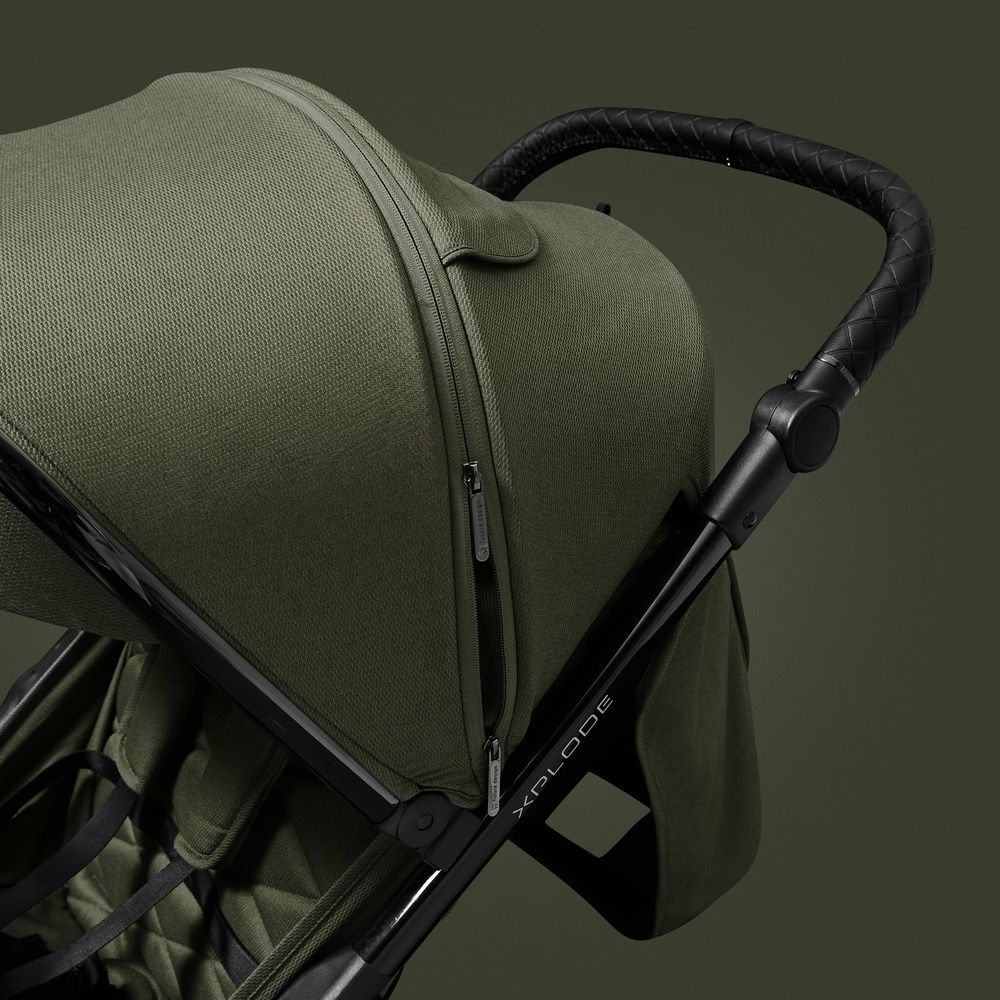 4Baby | Kočárek - Kočárek Buggy - Olivový - Sportovní kočárek s nafukovacími koly - Ochrana proti slunci UV50 - Skládání jednou rukou - Do 22 kg - Xplode Chrome