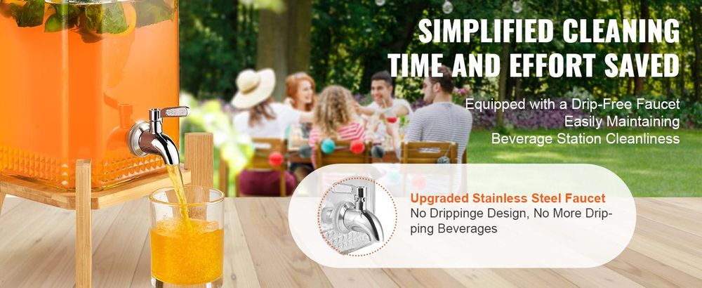 VEVOR Getränkespender, 11,4 Liter Getränkespender für Partys, Kunststoff-Saftspender mit Auslauf und Deckel, Eistee-Limonade-Saft-Wasserspender, für Restaurants, Hotels, Partys, 2er-Pack, 1.5 Gallonen