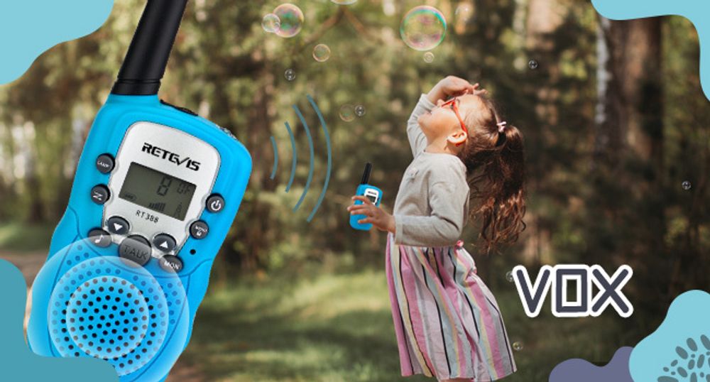 Retevis RT388 Walkie Talkies voor kinderen, lange afstand VOX zaklamp