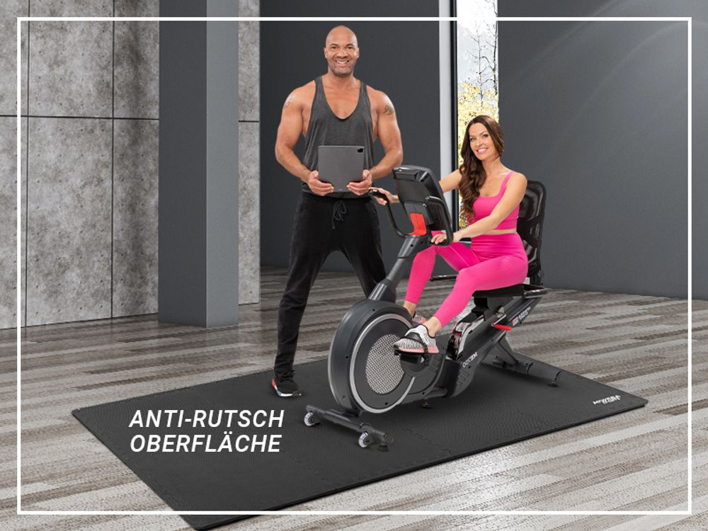 Bodenschutzmatte BS100 | Unterlegmatte - Fitnessmatte - Puzzlematte - Rutschfest - EVA-Schaumstoff - 8 Teile - Schutzmatte - 63.5 x 63.5 cm (Grau)