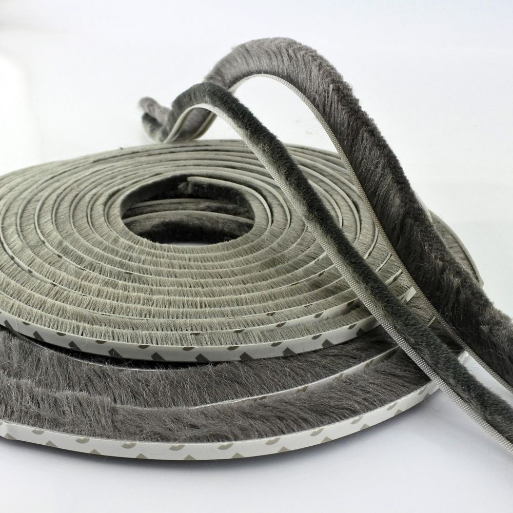 Bürstendichtung selbstklebend 7×15mm 5m grau Türdichtung 3M-Kleber Türbürste Dichtungsbürste