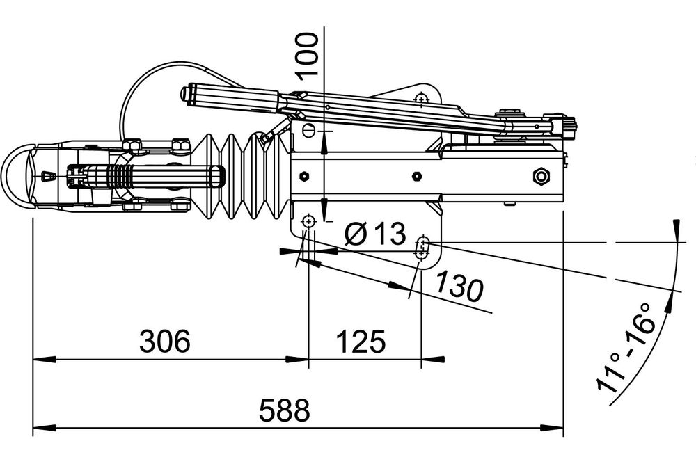 AL-KO Auflaufeinrichtung 90S/3 mit Kugelkupplung AK161, zGG 700-1000 kg, V-Deichsel, verzinkt, für gebremste PKW-Anhänger