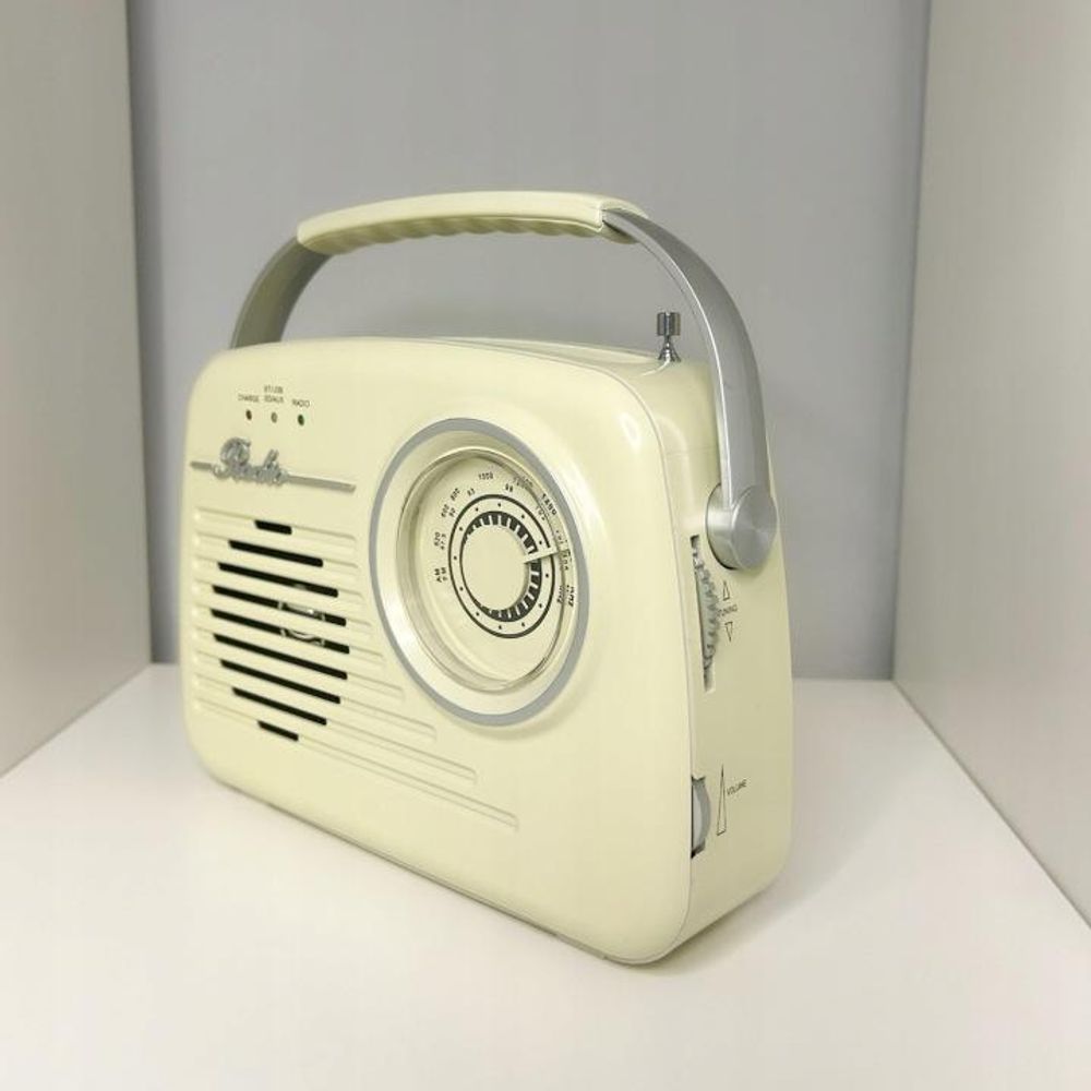 Setty Radio Retro 50's tragbarer kabelloser Bluetooth-Lautsprecher Retro Vintage Radio als Küchendeko Beige