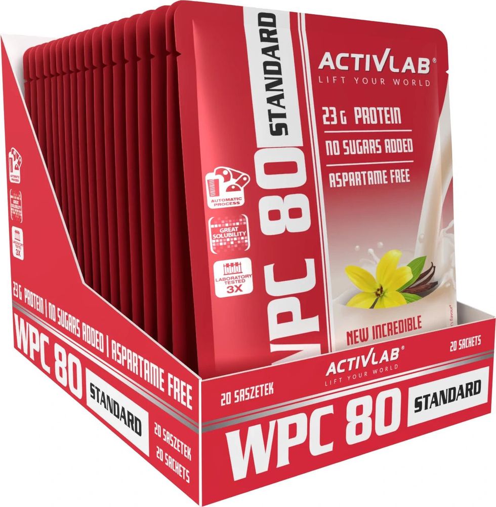 Activlab WPC 80 Standard 20 x 30 g, Vanille, Whey Protein, Molkenprotein-Konzentrat, High Protein