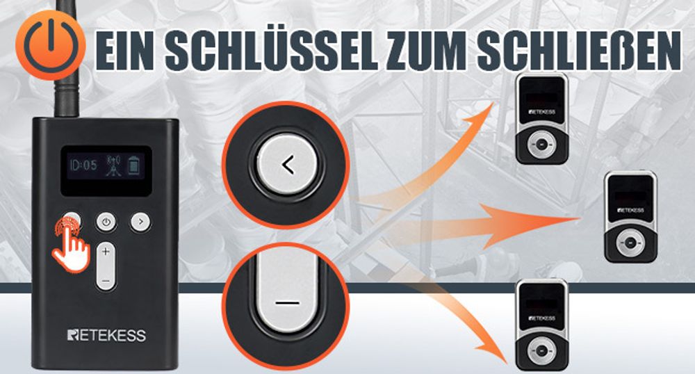 Retekess T130S Tour Guide System, Audio Guide mit 49 Kanälen, 100 m Sprachdolmetschsystem für Tourismus, Fabrik, Konferenz, Kirche, Hochschule