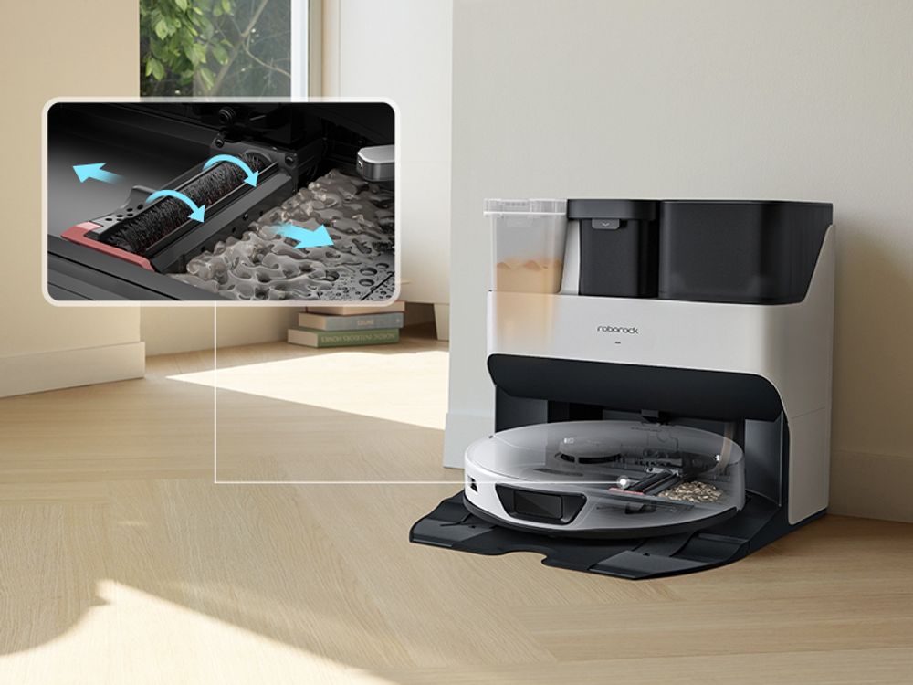 Roborock QV 35A Staubsauger Roboter mit Wischfunktion&Hebarem Wischmopp 8.000pa (Upgrade von Qrevo/Qrevo Plus),Anti-Verfilzungsbürste, All-in-One Dock