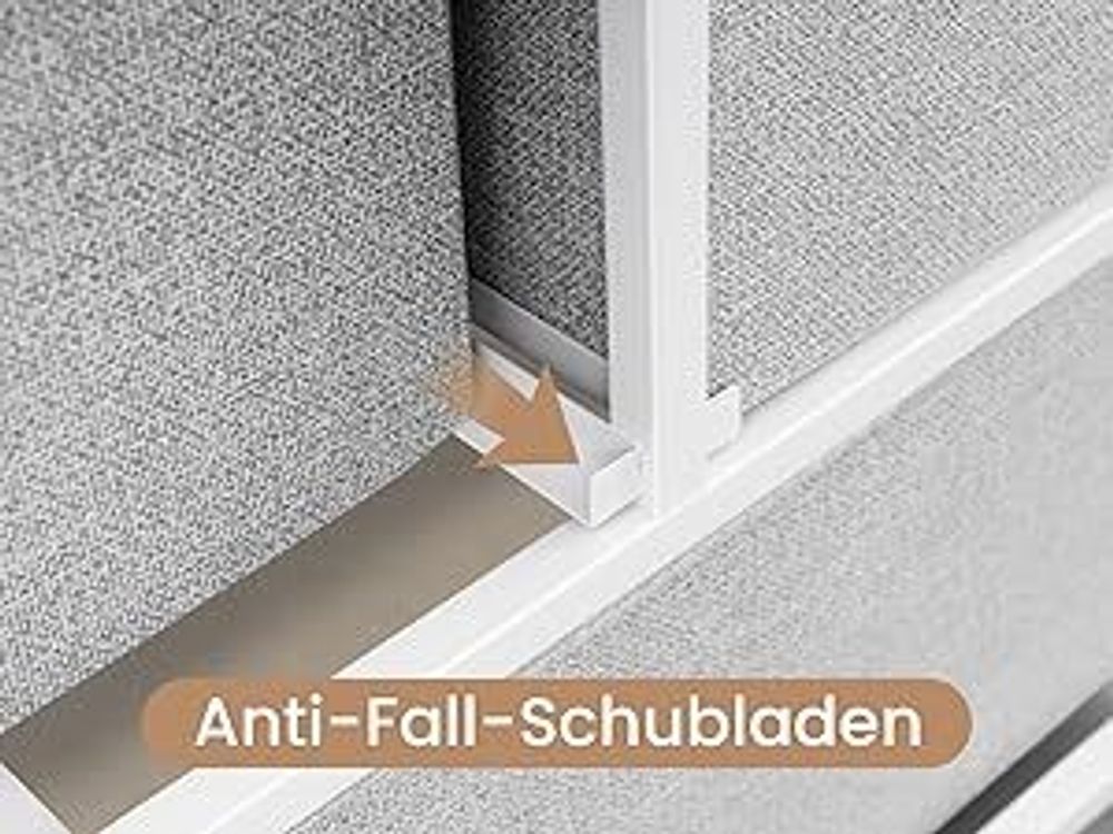 WOLTU Kommodenschrank 5 Schubladen, Metallrahmen Holzwerkstoff : Hellgrau Farbe: Hellgrau