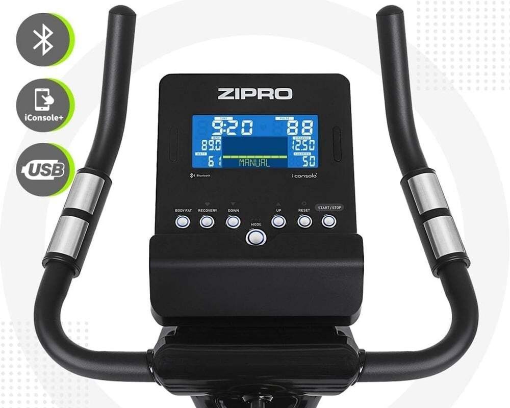 Rower ergometryczny Zipro Rook – elektryczny rower treningowy z aplikacją (Kinomap/iConsole) Bluetooth Trening WATT, obciążenie 150 kg Pomiar tętna USB Uchwyt na tablet