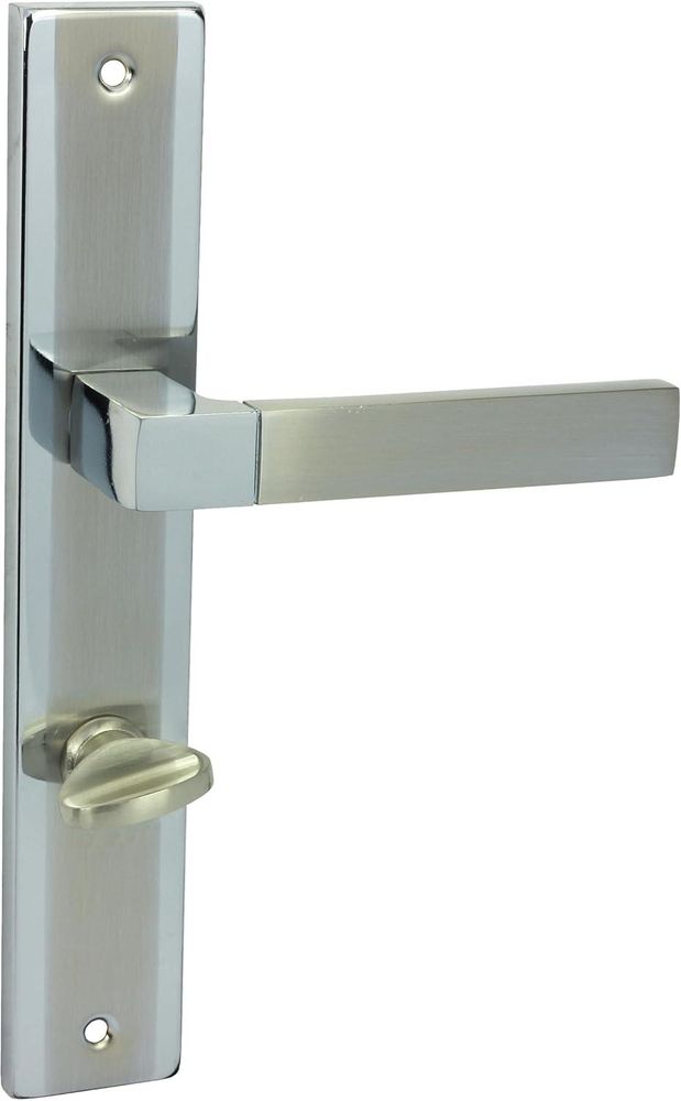 DOMINO Türgriff 78 Drückergarnitur WC - Badezimmer Set | Links & Rechts Türbeschlag für WC/Badezimmertüren | L-Form | Türbeschläge aus Aluminium |Chrom/Nickel Türdrückergarnitur| REAL M6/M9