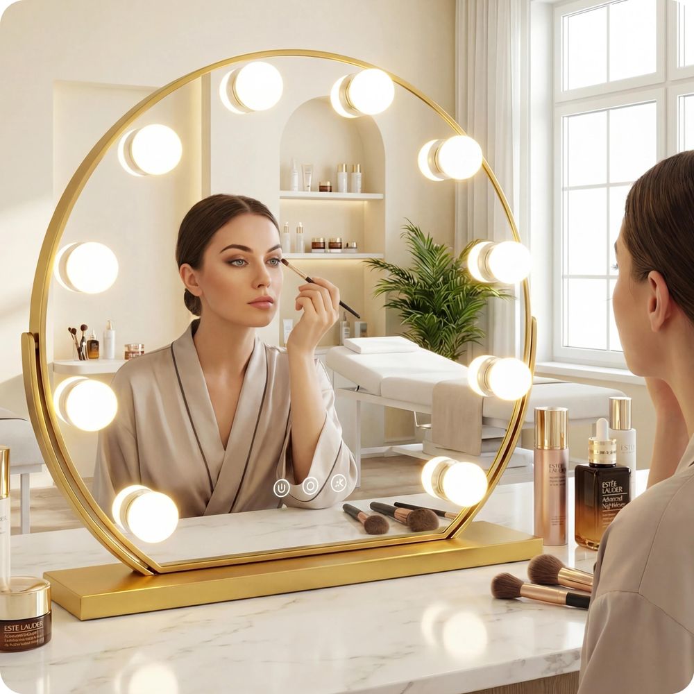 Lustro do makijażu złote make-up 60cm 10 LED barwa światła
