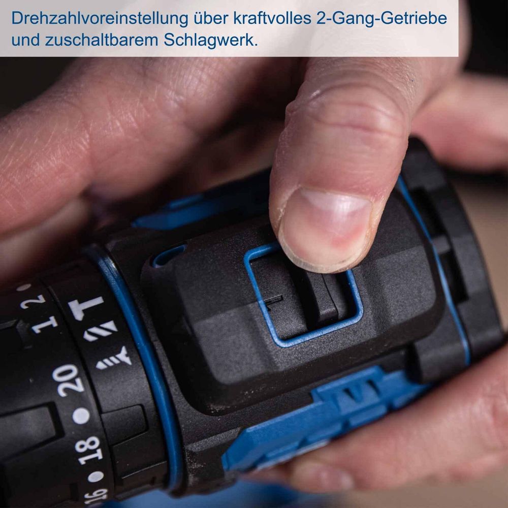 Das Bild zeigt den Schlagbohrschrauber in einer Detailaufnahme.